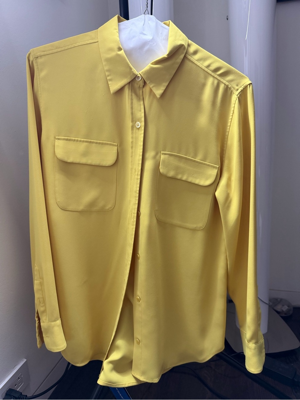 Equipment Yellow Long-Sleeve Button-Down Shirt